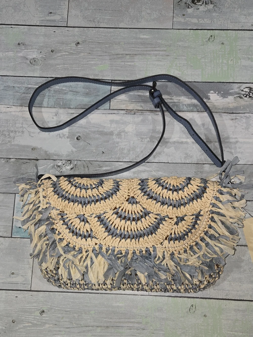 Patricia Nash Natural/Blue Fog Loulia Cross Body Bag New With Tags